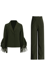 Ensemble deux pièces patchwork à franges et col en V